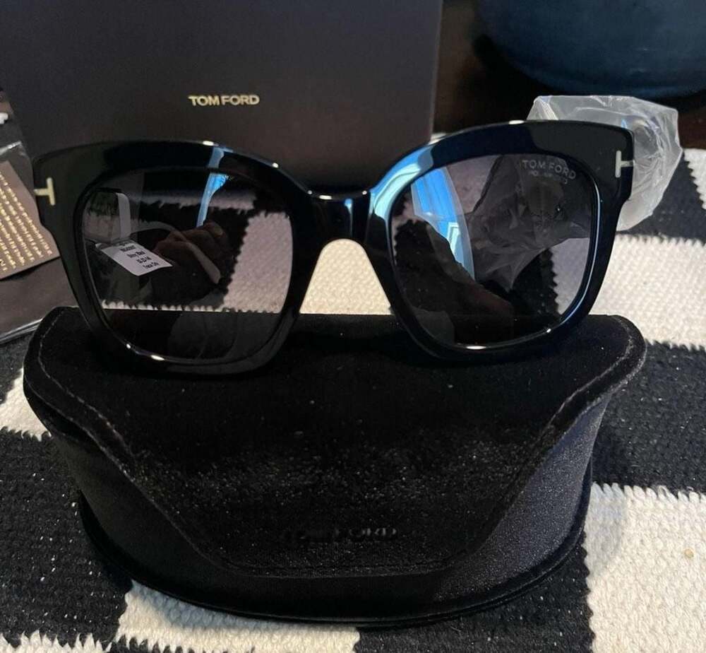 Authentic Tom Ford Beatrix-02 TF613 Polarized Square Sunglasses in Shiny Black